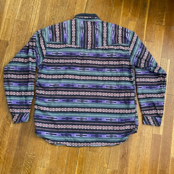 MILLER STOCKMAN Vtg 90s Purple Aztec Southwest Aztec Lind Sleeve Shirt Men's M - Picture 3 of 14